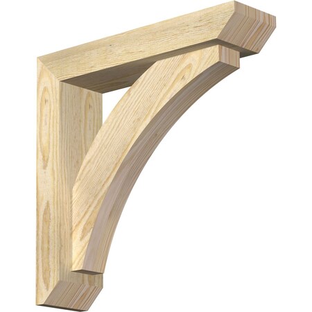 Ekena Millwork Thorton Slat Rough Sawn Bracket w/ Offset Brace, Douglas Fir, 4"W x 16"D x 16"H BKT0402X16X16THR06RDF